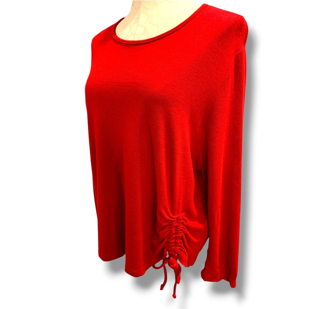 Medium Coldwater Creek Vintage Womens Red Tie Ruched Side Knit Shirt